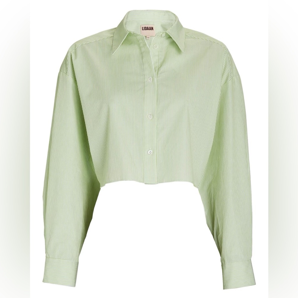 Lidaan Andrea Cropped Striped Poplin shirt and 
Matching bralette